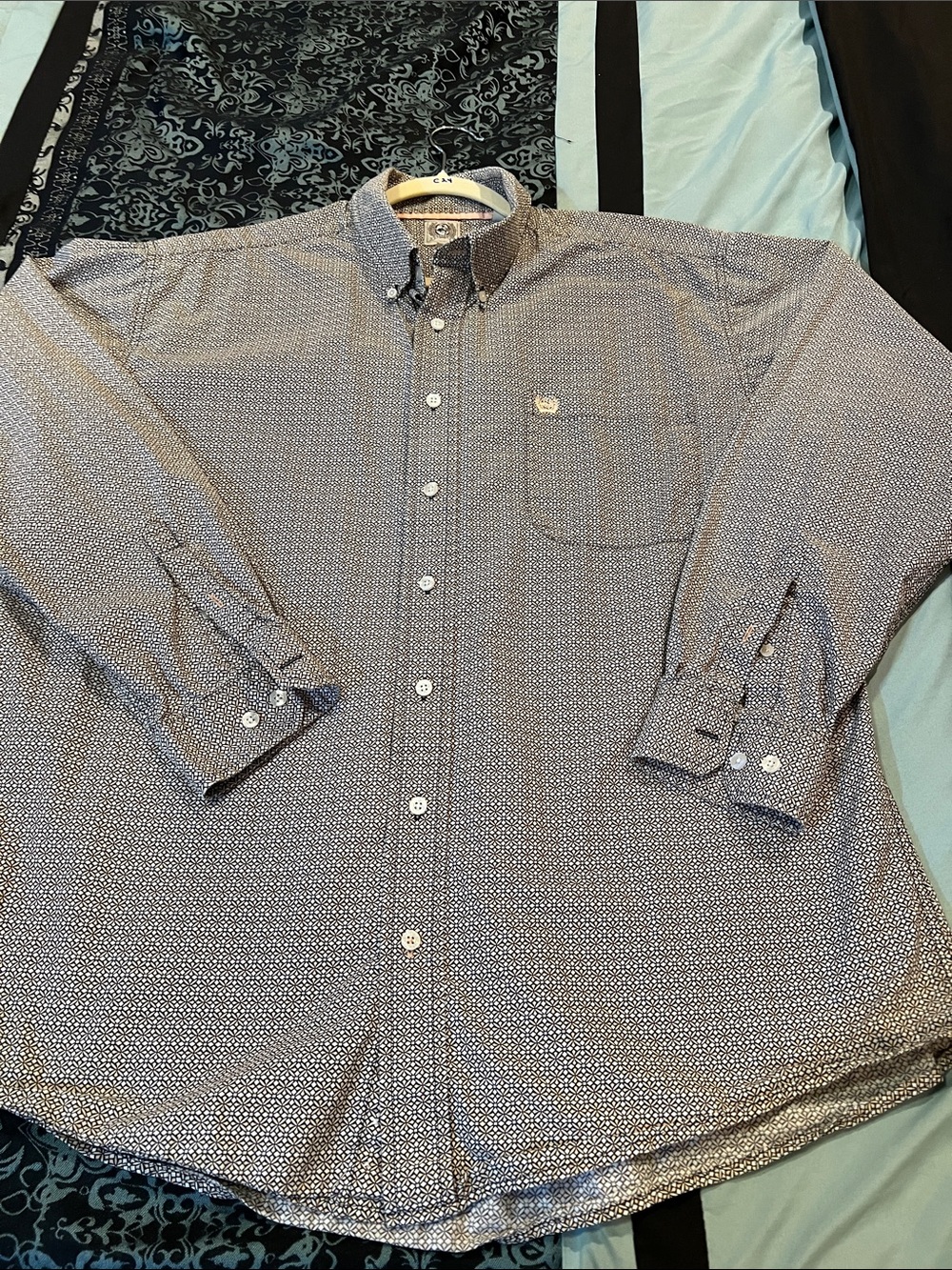 Cinch Men's Blue Micro-Pattern Button-Down Shirt